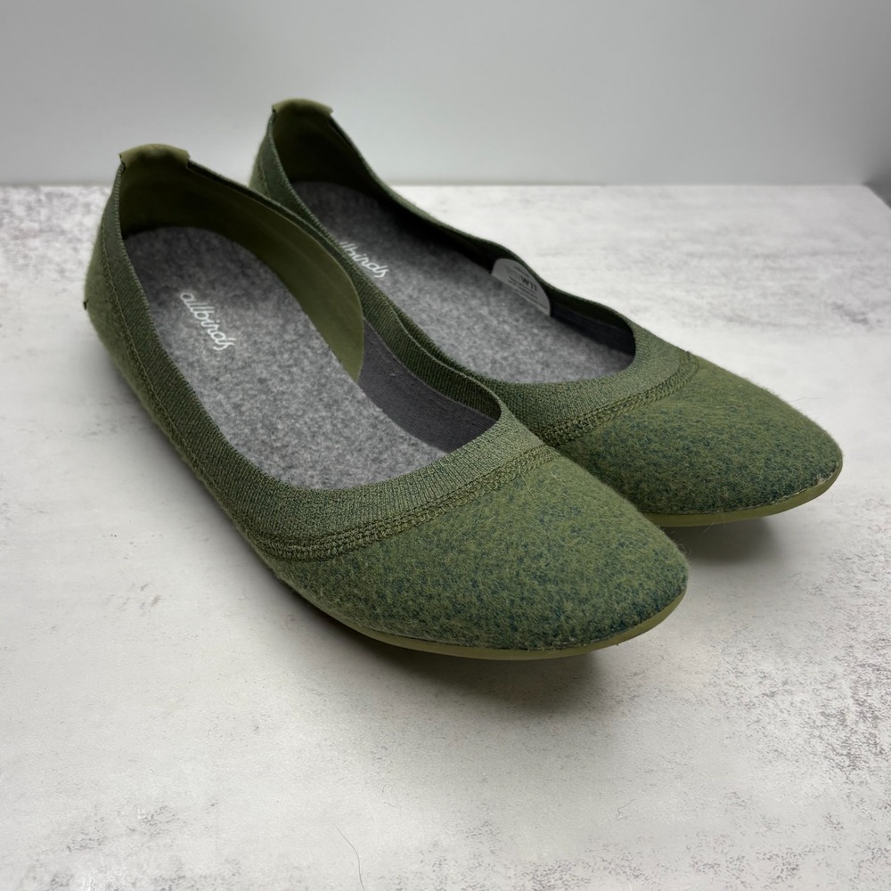 Allbirds Wool Breezer Ballet Flats 11 Olive Green Slip On Casual Quiet Luxury